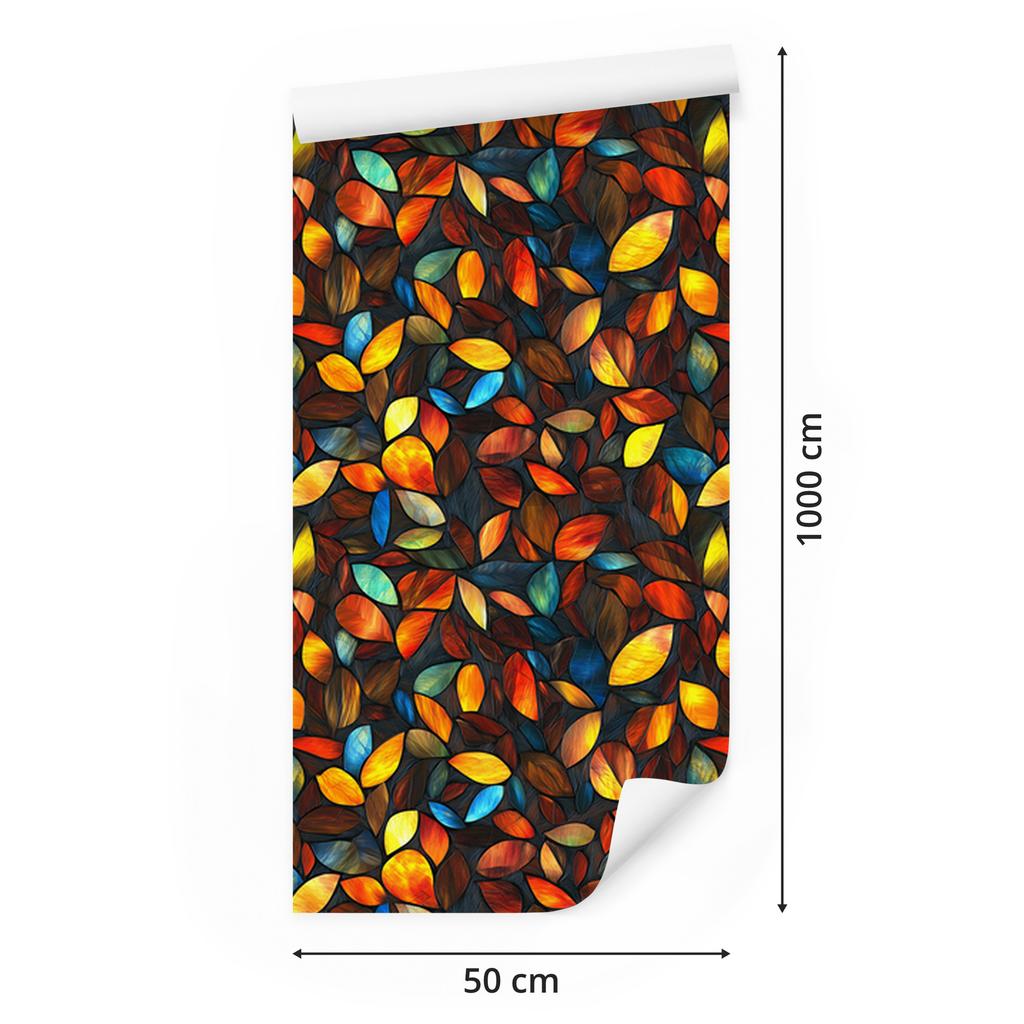 Rust and Burgundy Stained Glass Wallpaper for Living Room and Bedroom 50x1000