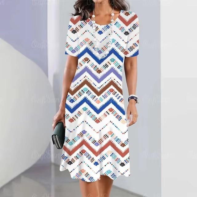 Vacation Short Sleeve T-Shirt Dress Women 3D Print Loose Plus Size Beach Dresses