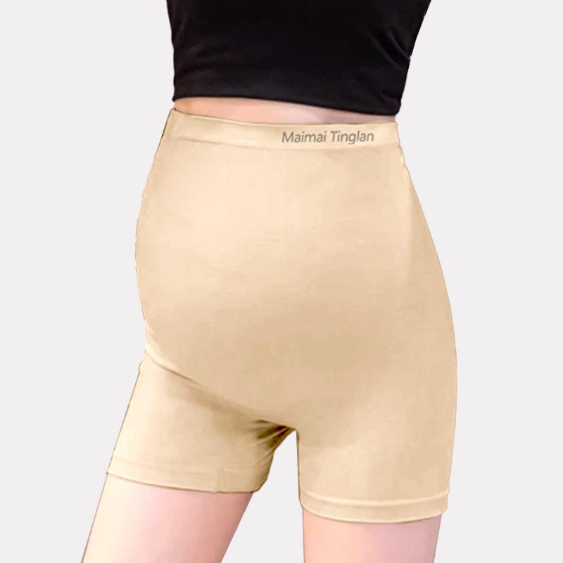

Maternity High-Waisted Antibacterial Seamless Safety Shorts, Thin & Elastic, Anti-Exposure 2-in-1. One Size