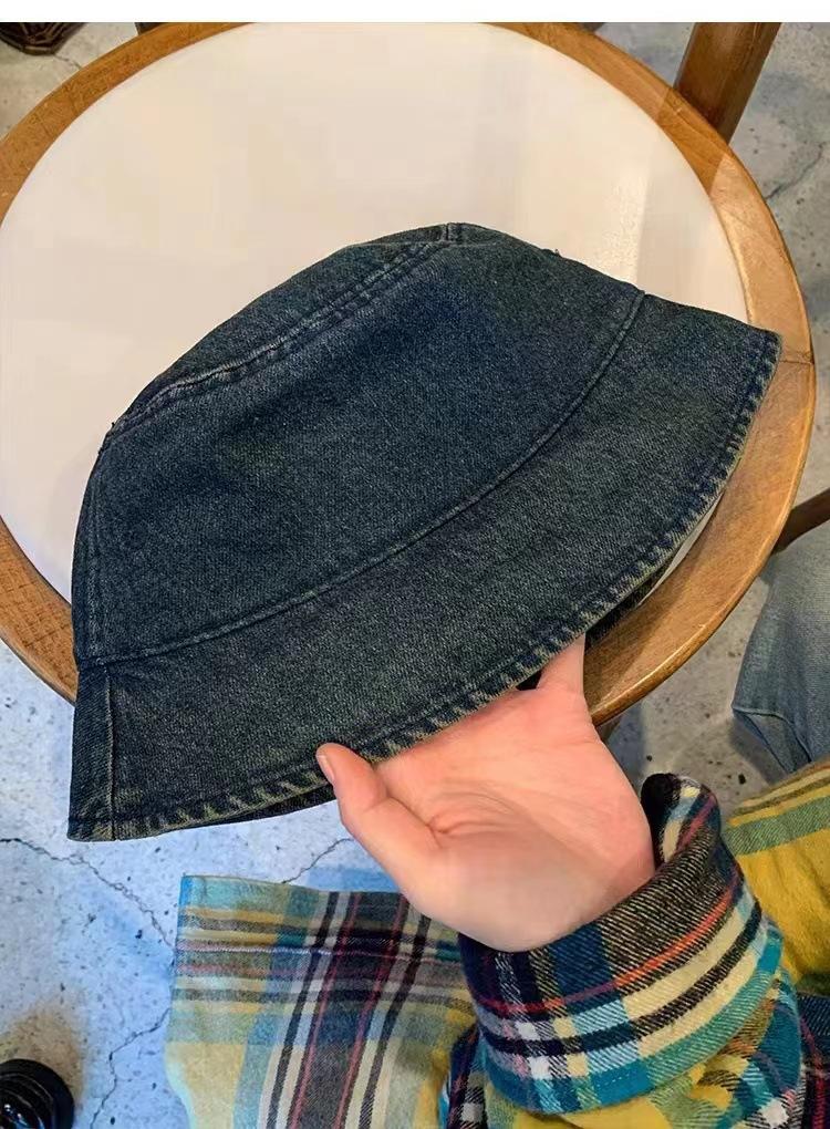 Distressed denim bucket hat - lightweight sun hat, versatile bucket hat for women, autumn style M(56-58cm)
