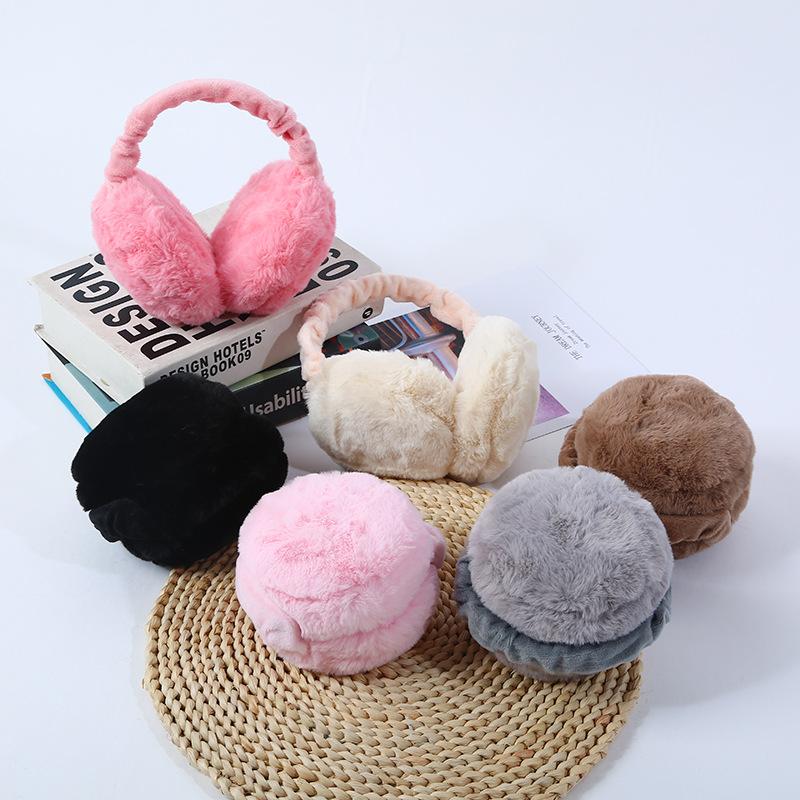 Orecchie da Animale Carine Morbide Paraorecchie Forma di Hamburger Accessori Abbigliamento Borsa Orsetto Peluche Paraorecchie Pieghevoli