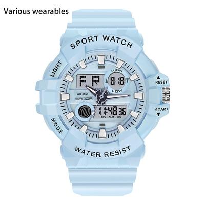 Trend Sport Nieuw Digitaal Horloge Mode Dubbele Display Grote Wijzerplaat Lichtgevend Waterdicht Unisex Horloge