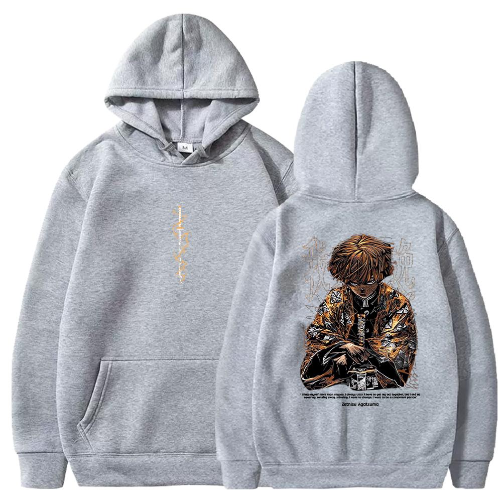Manga Demon Slayer Zenitsu Graphic Hoodies for Men Women Clothing Fall Winter Fleece Loose Sweatshirts Casual Hooded Streetwear