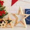 Christmas Star Table Decor 3 Pieces Farmhouse Holiday Decoration Wooden Star Tabletop Centerpiece Sign for Desk Coffee Table
