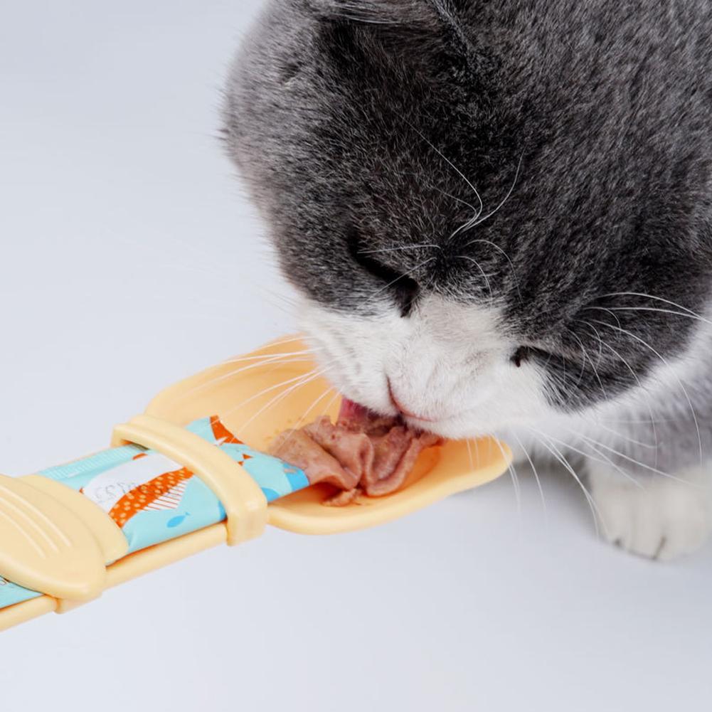 Katzenstreifen-Fütterungslöffel für nasse, halbflüssige Lebensmittel Katzenstreifen-Quetschlöffel Futterzubehör für Haustier-Snacks