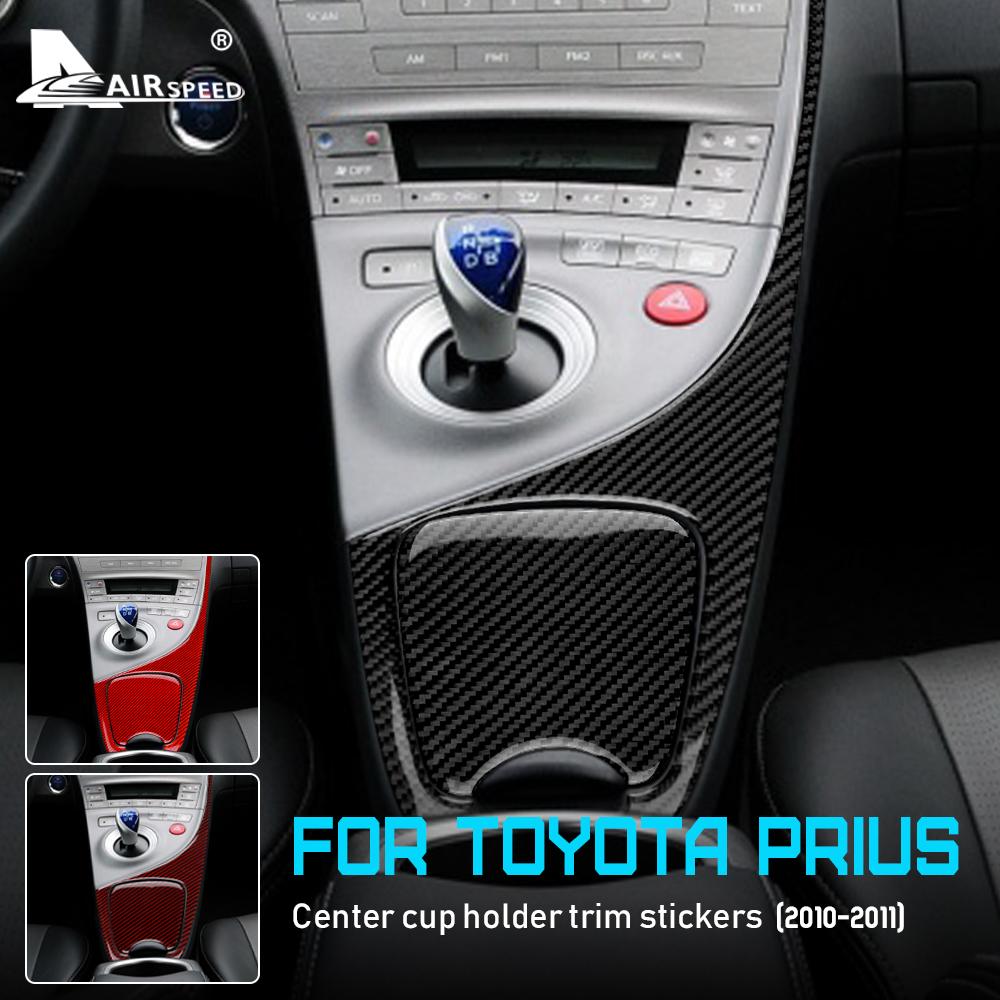 Real Soft Carbon Fiber for Toyota Prius 2010 2011 Accessories Interior Trim LHD RHD Car Center Water Cup Holder Cover Sticker