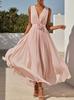 Elegant Chiffon Evening Dress With Deep V Neck For Wedding And Formal Events