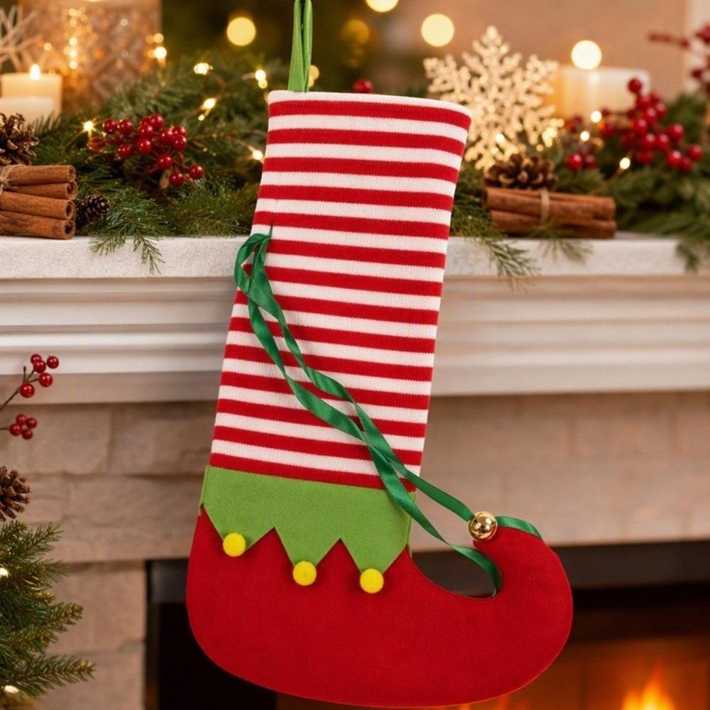 Stripe Christmas Stocking Gift Bag Pendant Xmas Tree Hanging Socks Christmas Elf Stocking Mall