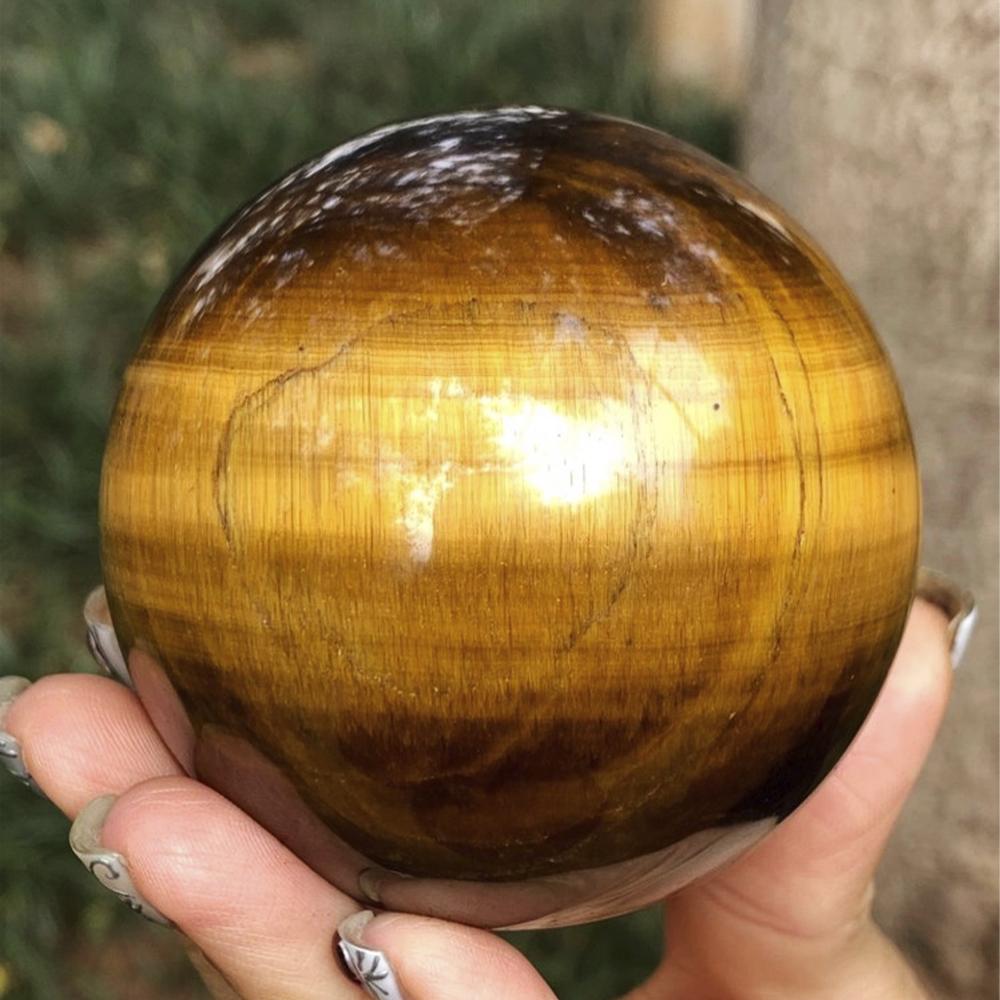 Natural Tiger Eye Crystal Ball Polished Yellow Tiger Eye Sphere for Home Decor Feng Shui Healing Raw Stone Decorative Orb