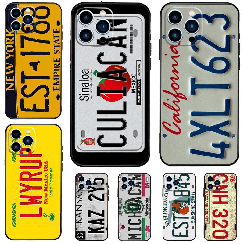 Retro License Plate Number Phone Case For iPhone 17 Pro Max 16 14 13 12 11 15 Pro Max Plus 12 13 Mini 16e 17 Air Cover