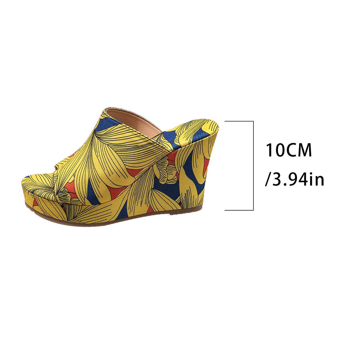 

2025 outer wear new summer women s drag foreign trade slope heel thick bottom one word fish mouth sandals large size color increase slippers 43 жёлтый