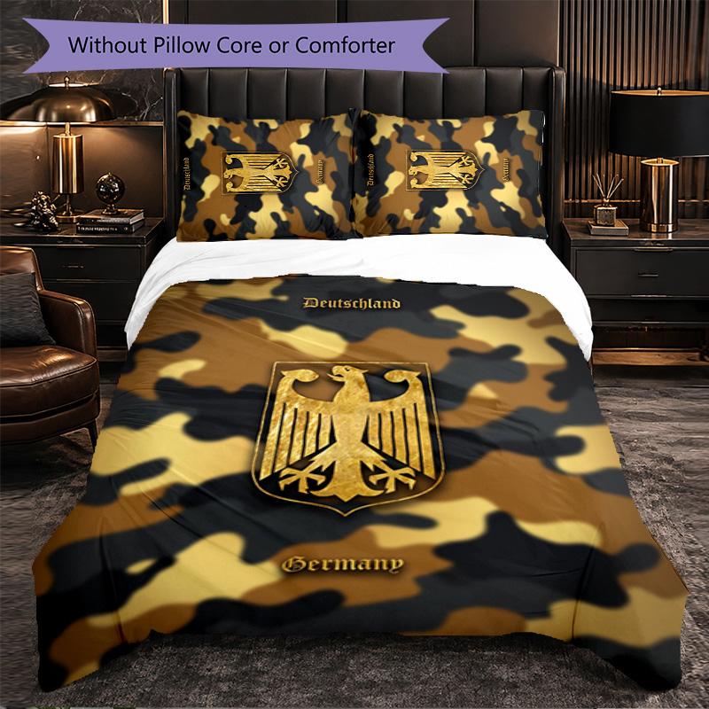 Germany Football Pattern 3 Pieces Bedding Set Soft Microfiber Duvet Cover with Pillow Cases for Bedroom