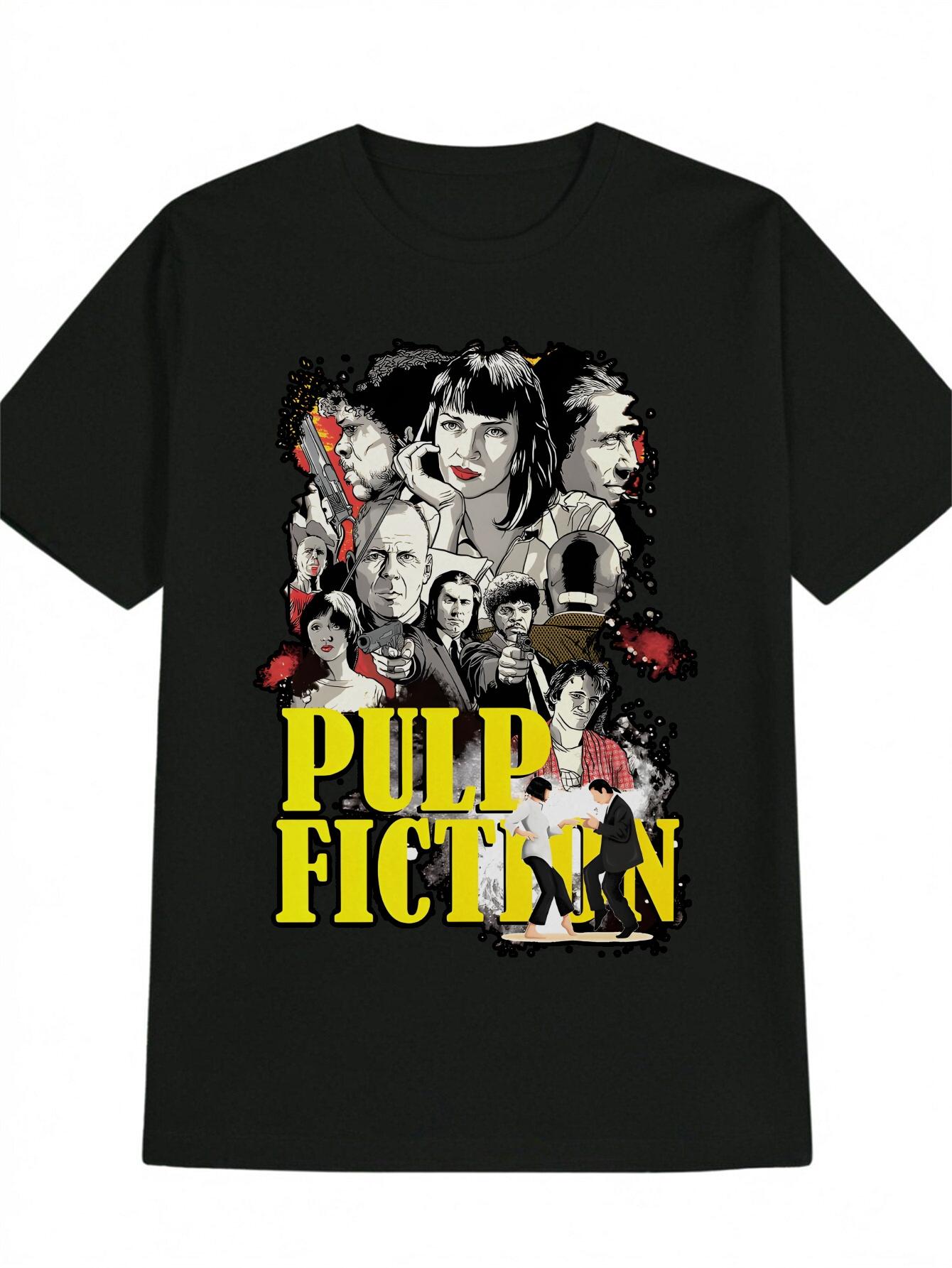 Casual Crew Neck T-shirt - Pulp Fiction Graphic Print L