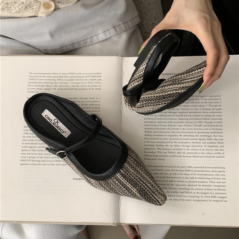 Bailamos Women Flats Fashion Point Toe Slip On Mules Shoes Soft Slippers Flat Heel Outdoor Casual Dress Sandals