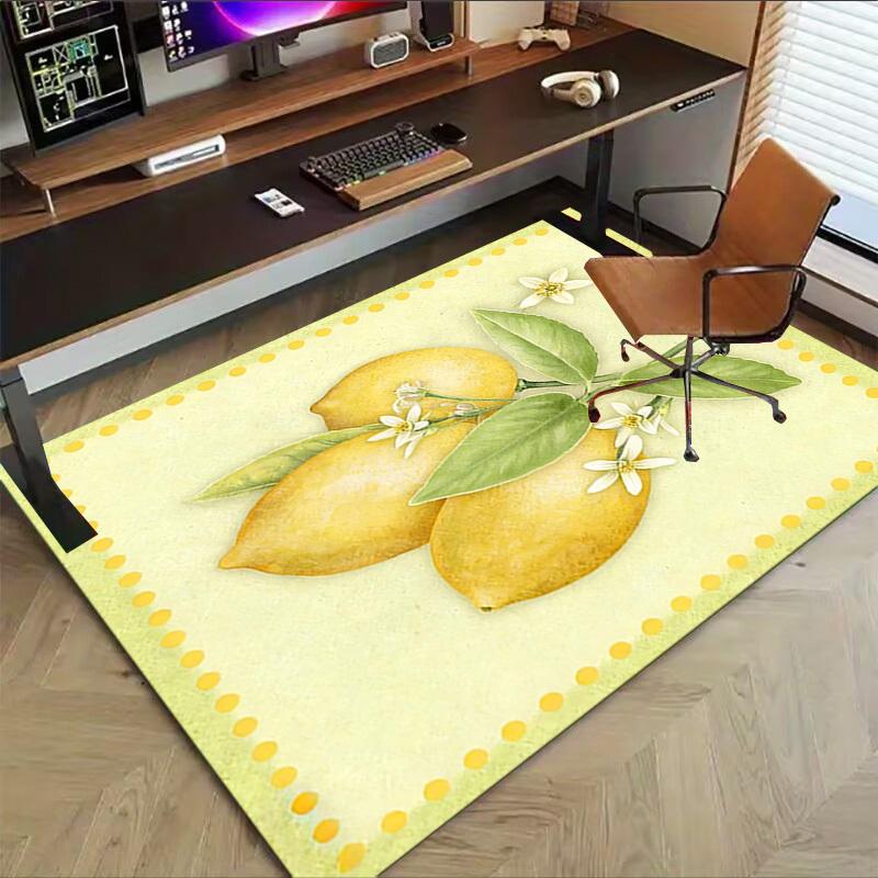 1PC lemon flower Non-Slip Floor Carpet Compatible for Office&Living Room&Bedroom&Dining room - Flat- Soft & Pattern, Vibrant Colors-W267