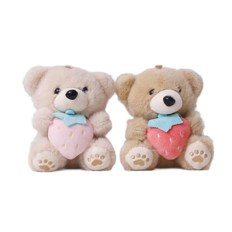 Cute Bear Plush Toy With Short Pile Fabric For Gift And Bag Accessories