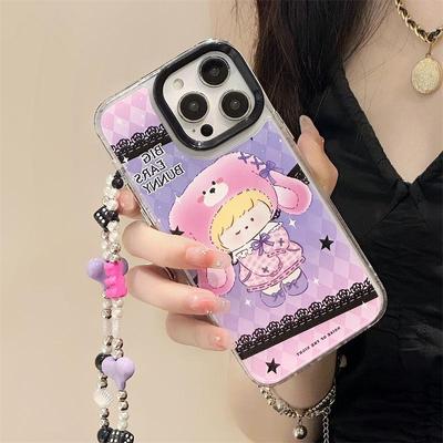 Zhitai Cartoon iPhone 15 Pro Case with Mirror & Bracelet Compatibility for Apple Models: 12, 13, 14, 16