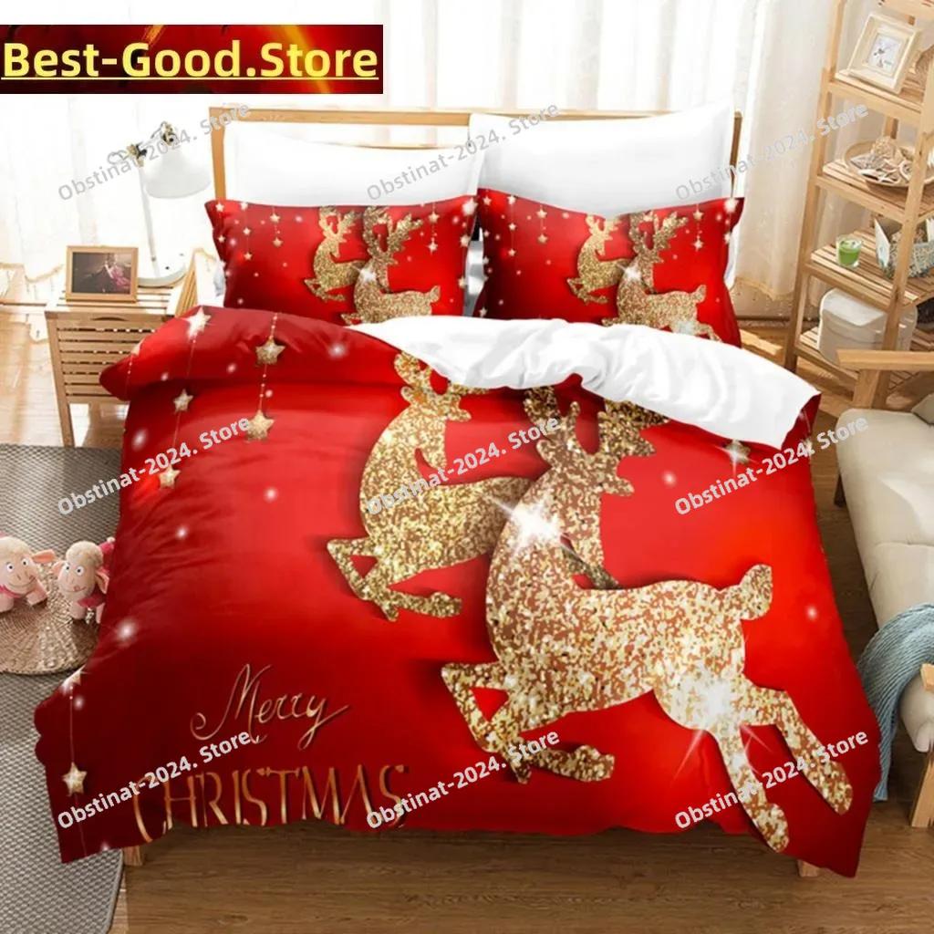 3D Christmas Quilt Cover Bedding Set Duvet Comforter Pillow Case Bed Linens Twin Queen King Double Full Single Bedroom
