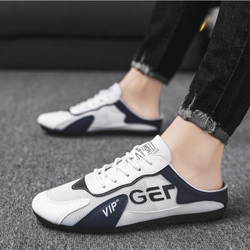 Fashion Trendy Men Baotou Half Slippers Summer Mesh Breathable Casual Slipper Soft Sole Support Walking Flats Comfort Men Sneakers Tenis