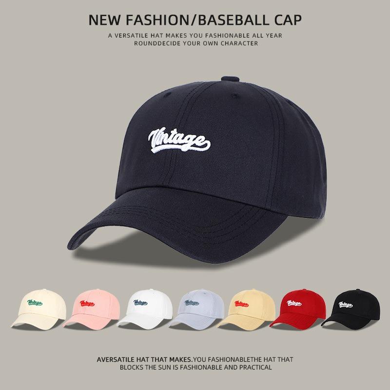Hat Women's Spring and Summer Sunscreen Embroidery Baseball Cap Autumn Versatile Big Head Circumference Show Face Small Shade Peaked Cap Men
