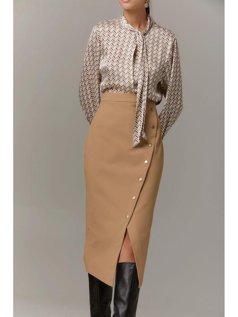 Fustă Midi A-line Nouă de Toamnă/Iarnă: Stil European & American, Talie Înaltă, Croială Slim cu Șliț pentru Eleganță Versatilă la Navetă