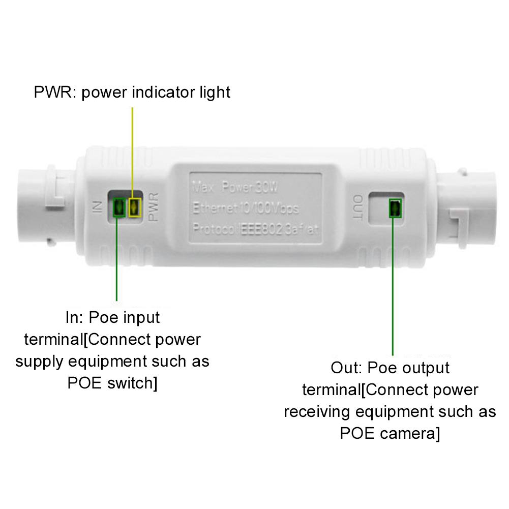 48V PoE Extender Comply with IEEE 802.3af/ 802.3at Waterproof PoE Repeater Plug and Play 10/100Mbps for PoE Switch NVR IP Camera