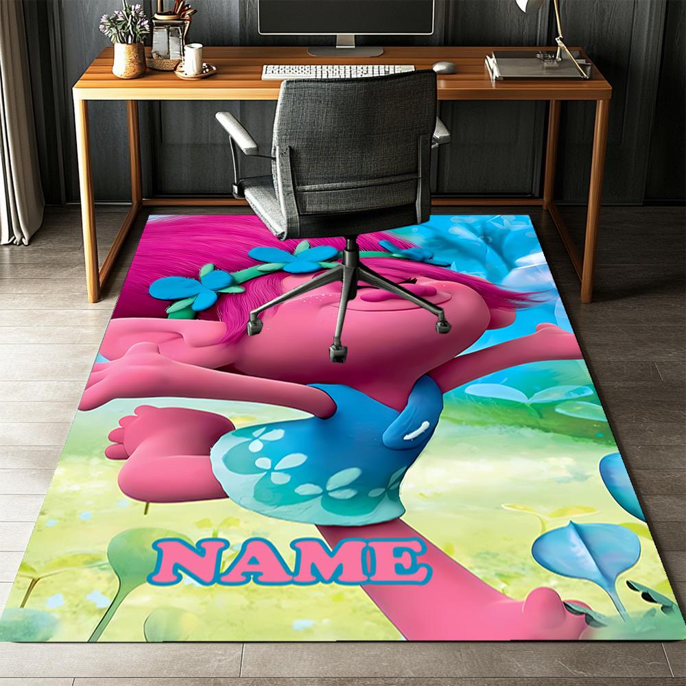 Custom Name Trolls Printed Carpet,Rug for Office Chair Living Room Bedroom Kitchen Room Decor Gifts.