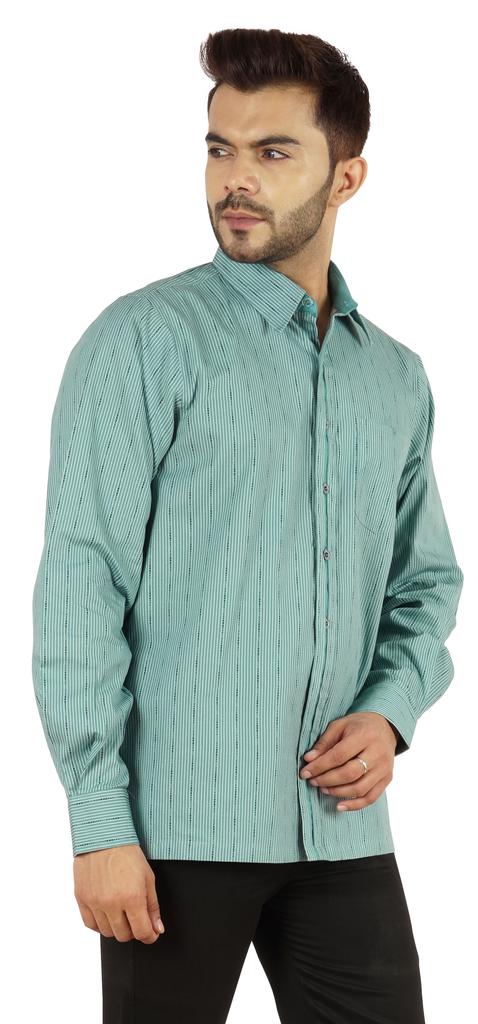 BestMan Printed Shirt For Mens Cotton Office Wear Long Sleeves Button Down Formal