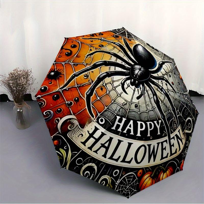 1pc Halloween Spider Decorations Automatic Open/close Folding Umbrella, Compact Portable Travel Umbrella,Durable Construction yy250814169