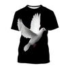 Magliette 3D con Stampa di Piccioni Animali Uccelli Moda Uomo Donna Manica Corta Streetwear Magliette Oversize Abbigliamento