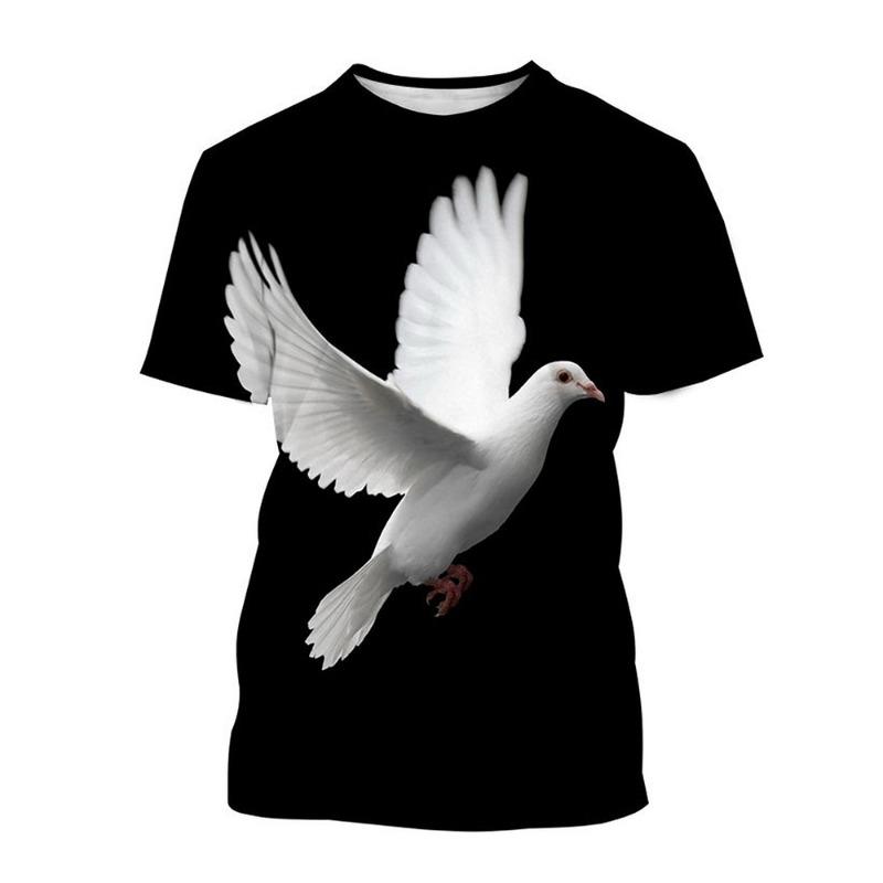 Magliette 3D con Stampa di Piccioni Animali Uccelli Moda Uomo Donna Manica Corta Streetwear Magliette Oversize Abbigliamento