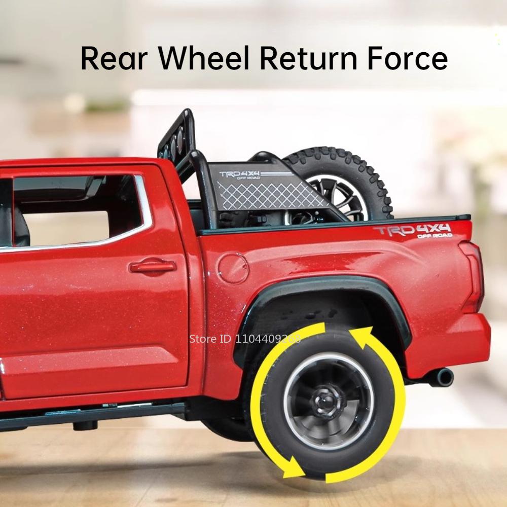 1:24 Tundra Lc80 Model Toy Diecast Alloy Car Front Wheel Steering Doors Opened Sound Light Pull Back Vehices For Children's Toys