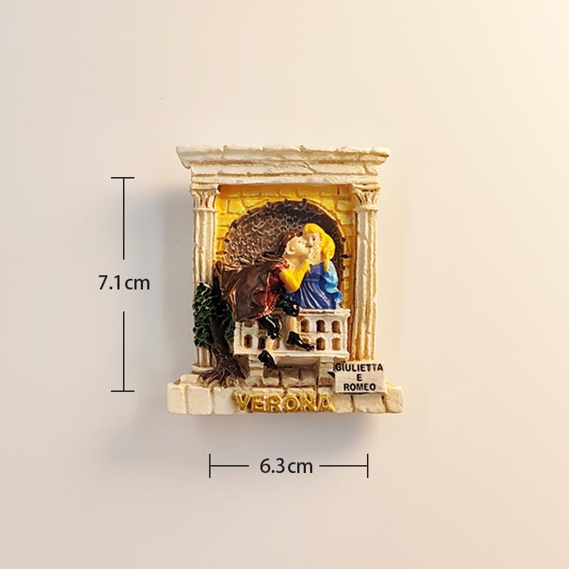 Itália Verona Romeu e Julieta 3D Estereoscópico Lembranças Turísticas Pintura em Resina Decoração Casa Ímãs de Geladeira