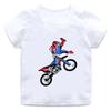 Kinder Kurzarm T-Shirt Cooler Motocross Fahrer Dirt Bike Cartoon Druck Rundhals T-Shirt Rennsport Thema Grafik Lässig Jungen Tägliches Oberteil
