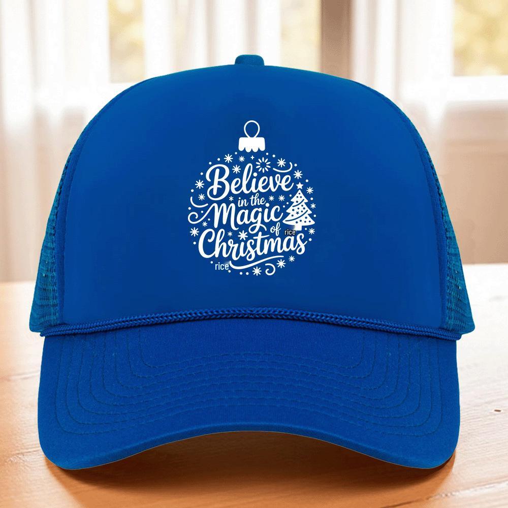 Christmas Patterned Mesh Trucker Cap with Rope & Hot Stamped Logo