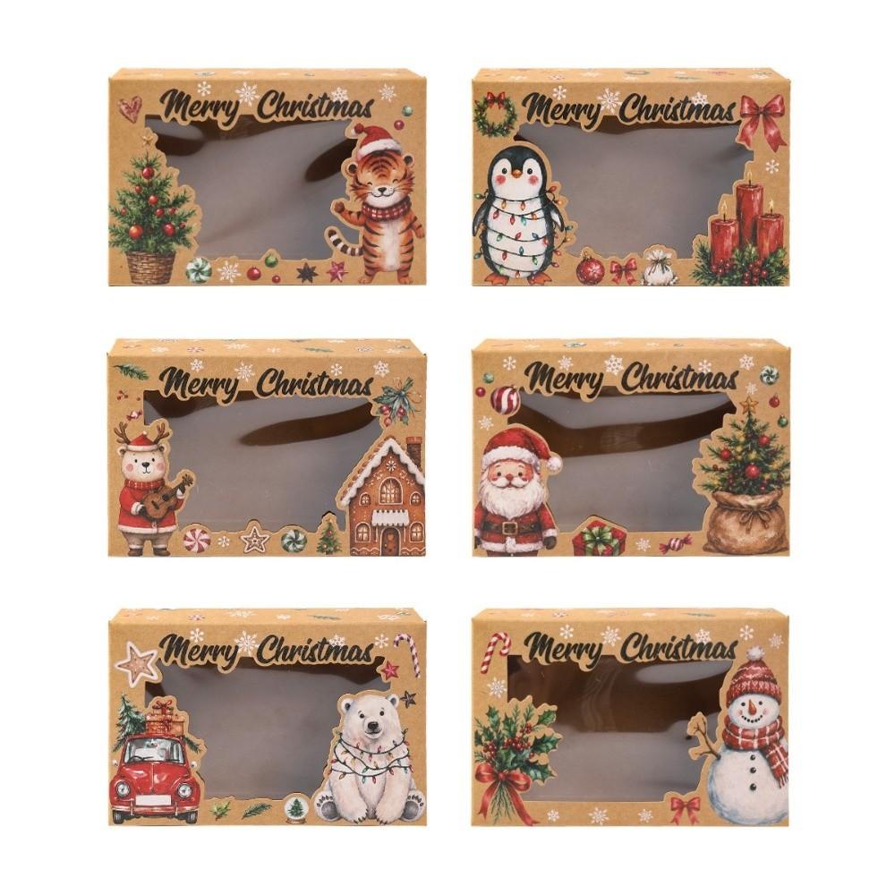 6pcs Sturdy Structure Christmas Candy Box Thick Cardboard Empty Chocolate Box Baking Lovers