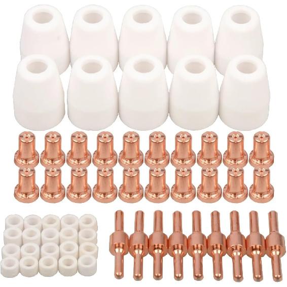PT31 PT-31 LG40 Plasma Electrode Tips Cup Extended Consumables Kit for PT-31 CUT40 HYC45D HYC50D CUT50 PLC50D HYC410(60PCS Extended)