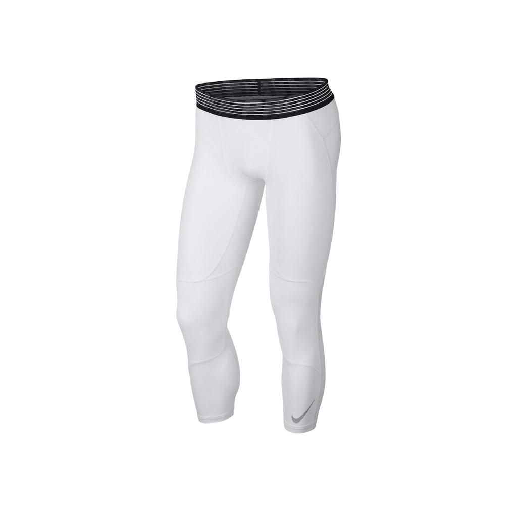 Nike Pro Hypercool Letter Waistband Basketball Training Three-Quarter Compression Pants Men bottoms White 891835-100