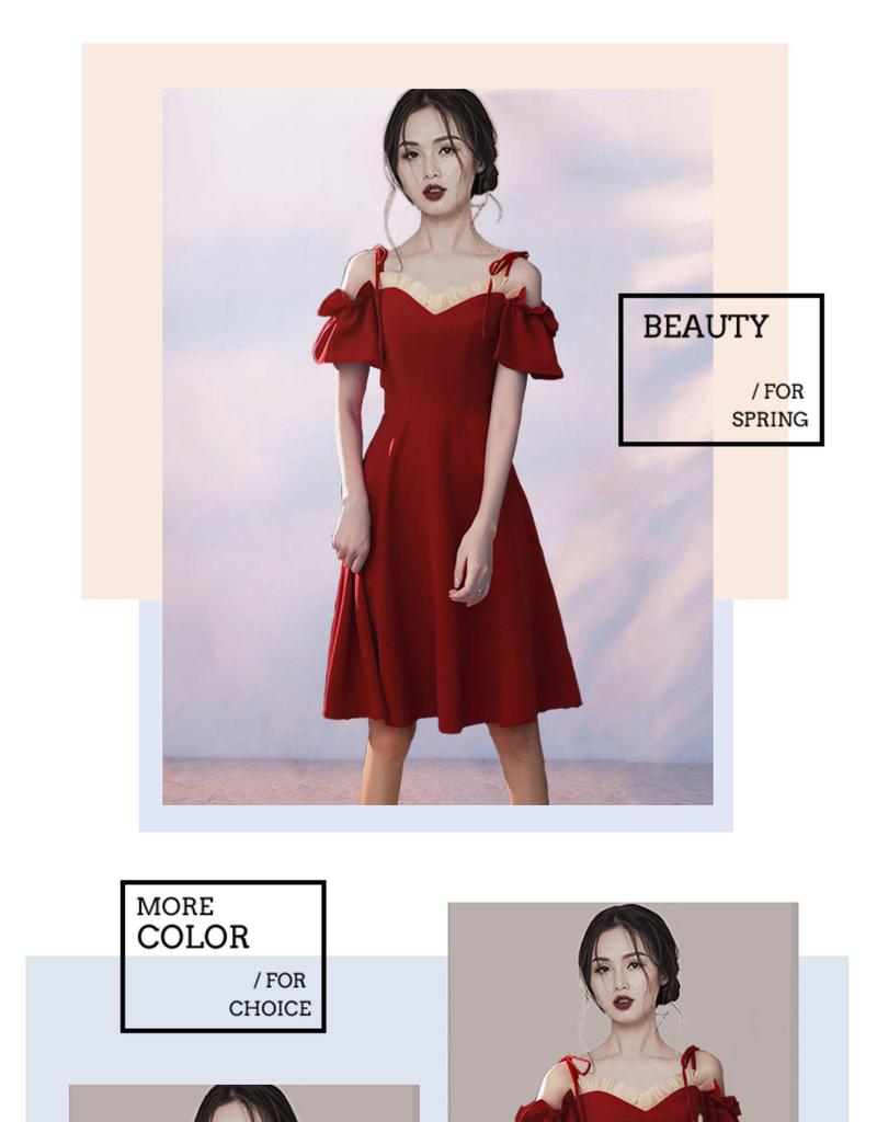 2025 Off-Shoulder Summer Bridal Toasting Dress - Solid Color for Evening & Engagements