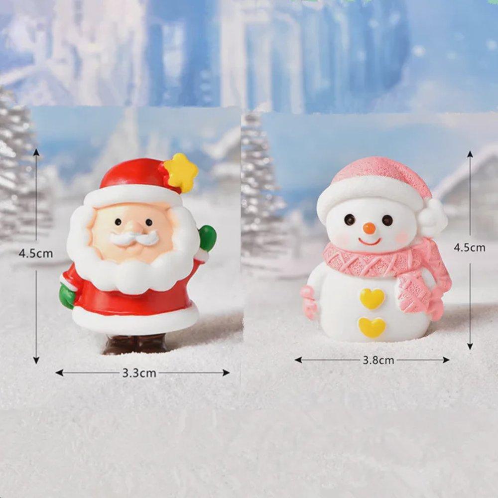 8pcs Miniature Christmas Figurine Set Christmas Decoration Fairy Snowman Santa Claus Miniature Figurines Xmas Gifts DIY Home Decor