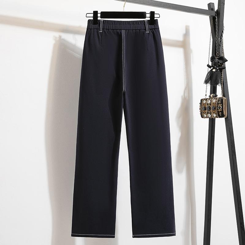 MODIQUE Women's Winter Large Size Knitted Jeans New Loose Classic Casual High Waist Cotton Trousers Basic All-match Straight Jeans