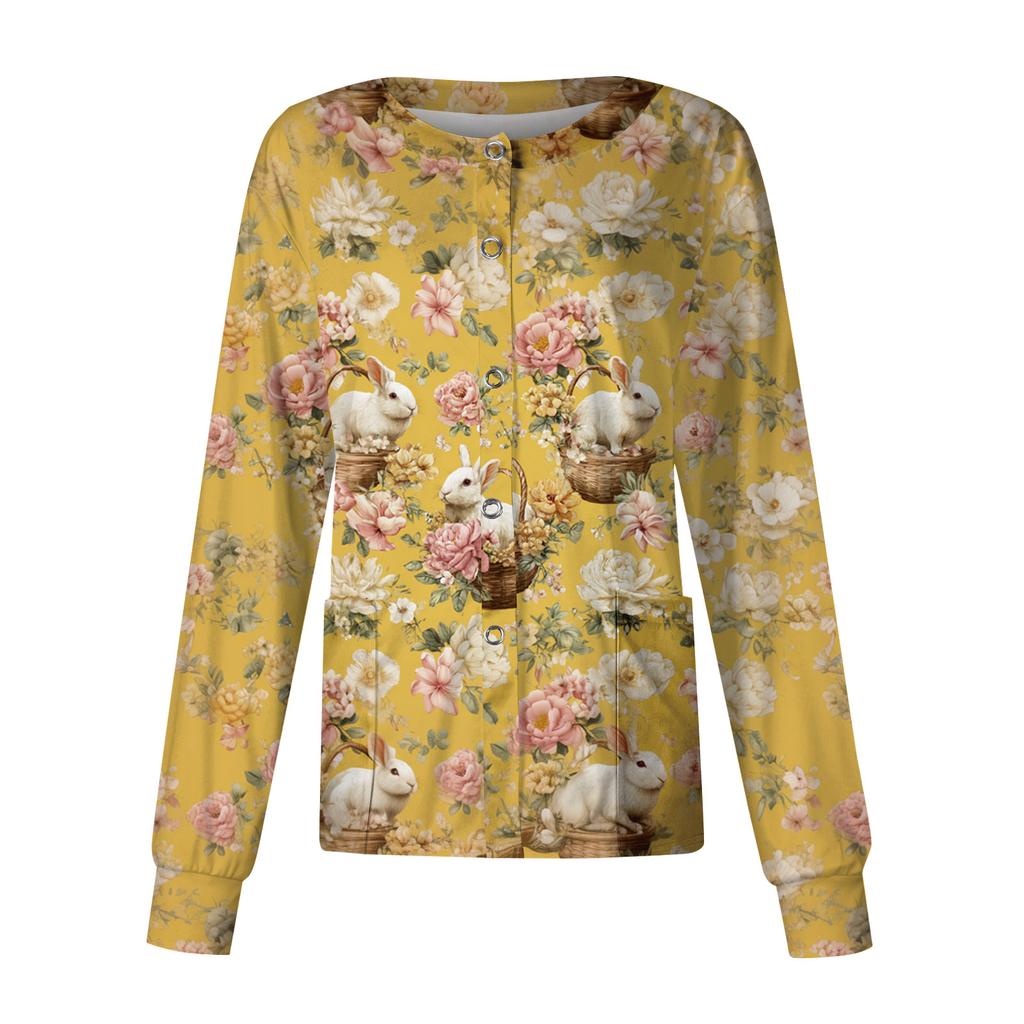 Women's Casual Long Sleeve Single Breasted Printed Dry- Top