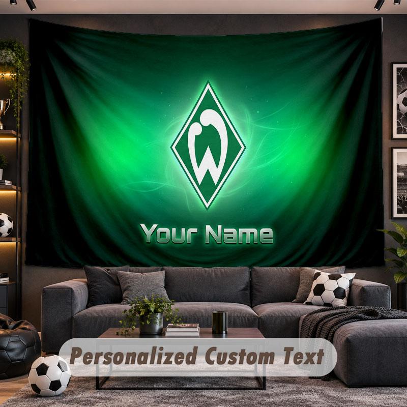Wall Hanging Tapestry Custom NameWerder Bremen FC Pattern Personalized Printed Fabric Wall Decor