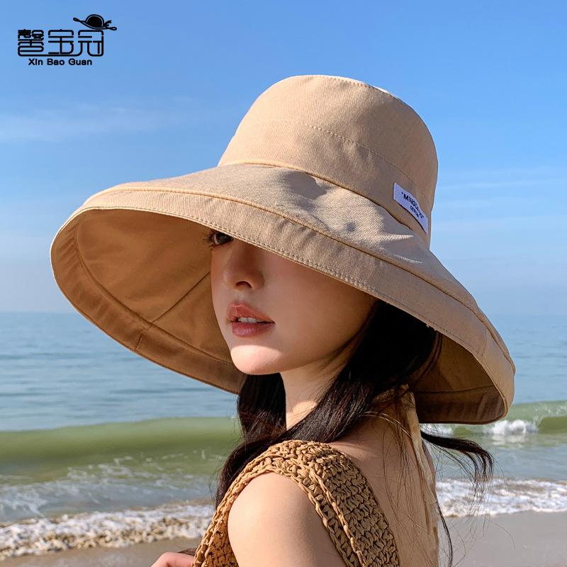 Summer big eaves sunscreen visor children seaside vacation sun hat fashionable versatile face small bucket hat