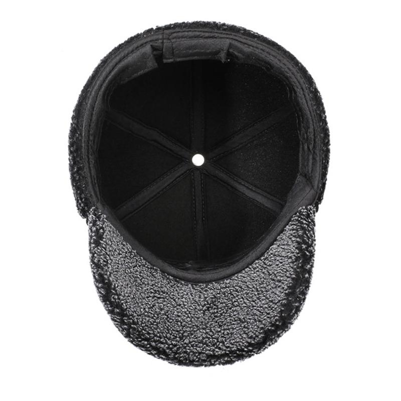 Jesienno-zimowa wełniana czapka baseballowa outdoorowa aksamitna gruba czapka dla mężczyzn w średnim wieku ciepła ochrona uszu pilotka