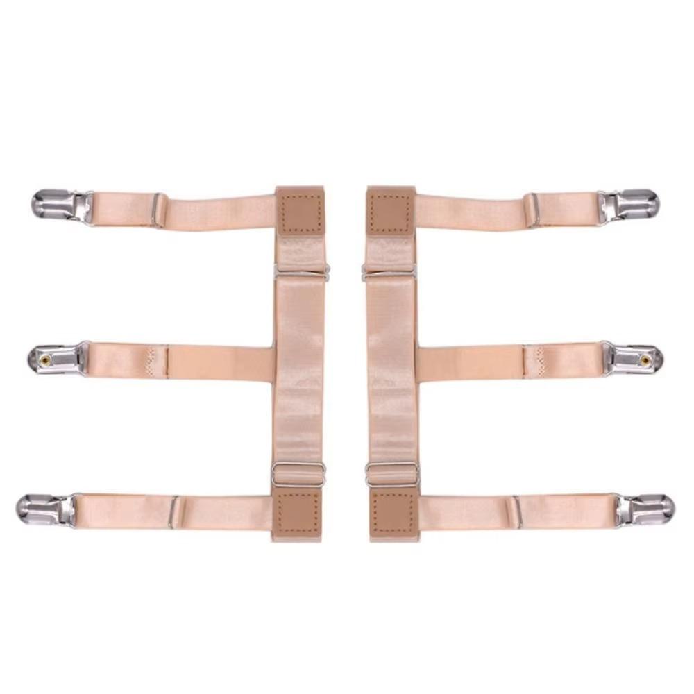 1 Pair Elastic Shirt Holder Stays Three Clip Thigh Suspender Garter Socks Fastener Clip Men Women