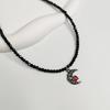 Gothic Style Heart And Butterfly Black Crystal Beaded Necklace Unique Neck Chain For Women Seeking Unique Fashion