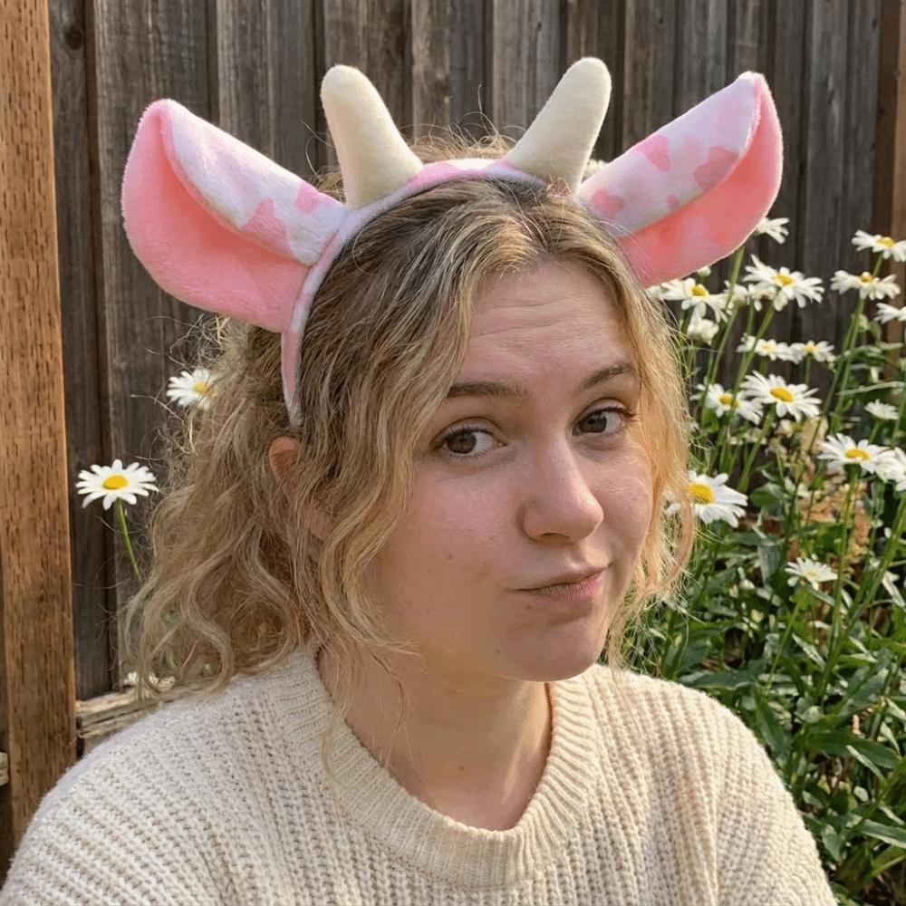 Hair-Pressing Animal Ears Hair Hoop Polyester Dairy Cow Hairband Halloween Carnival
