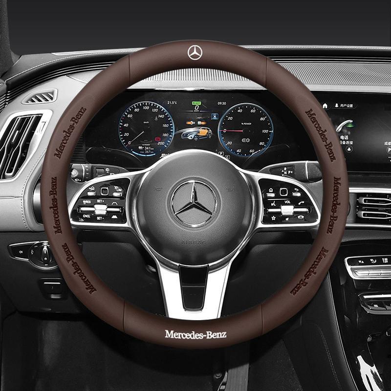 

3D тиснення Шкіряна Накладка на Кермо Автомобіля Для Mercedes Benz C-Class E-Class S-Class GLA GLB GLC GLE GLK GLS Авто Автоаксесуари Coffee-TypeO
