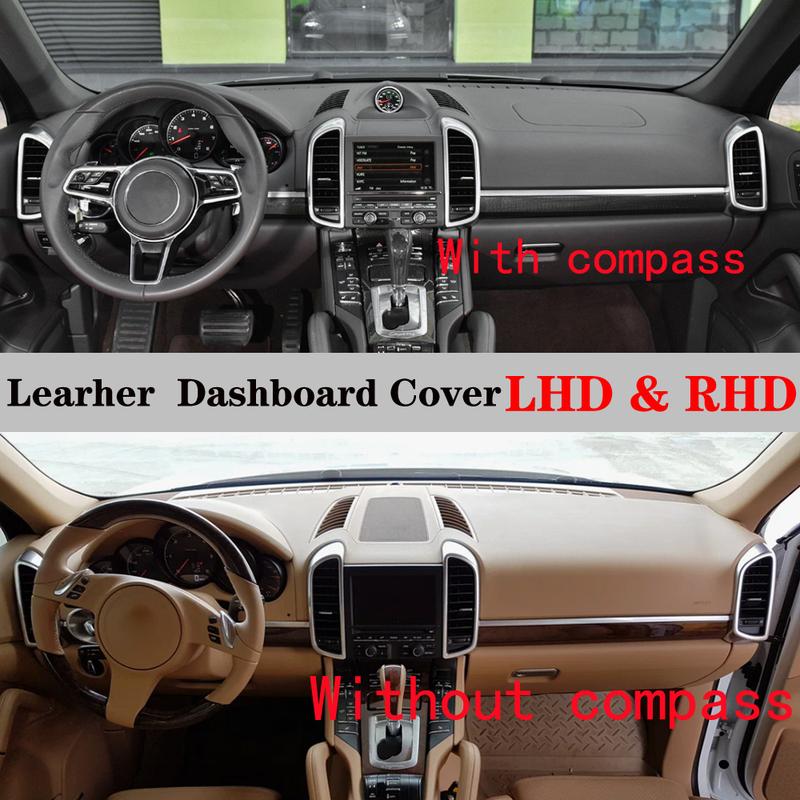 Skórzana mata na deskę rozdzielczą, pokrowiec na deskę rozdzielczą, anty UV, akcesoria samochodowe do Porsche Cayenne 958 92A GTS Turbo S 2011-2017